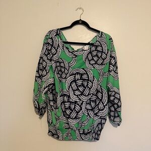 New York & Company | Green and Black Swirl Blouse